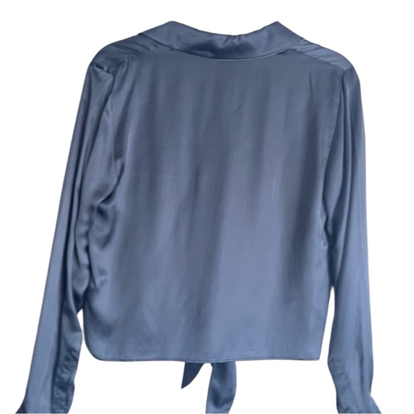 Wilfred by Aritzia Tie-Front Satin Blouse – Granite Blue – Size Small – NWT - Picture 5 of 6